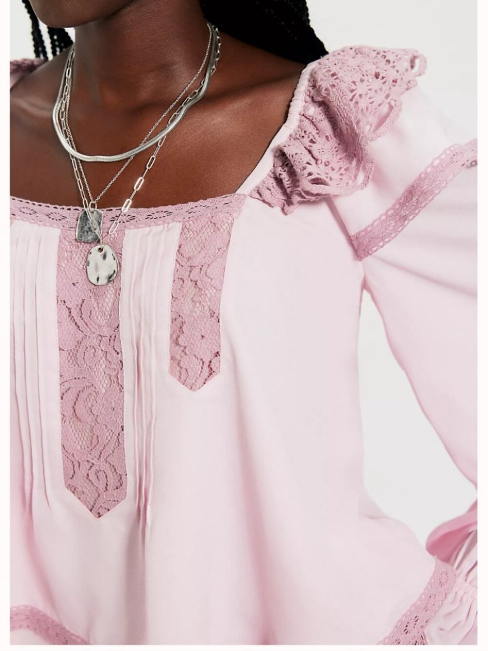 NWT Free People Francie Silky Blouse in Lilac Bloom - Picture 4 of 4